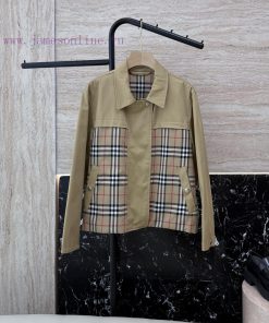 LF011 New Jacket ️Bur Plaid Classic Color Combination Short Jacket Black Apricot SMLXLUpdate iqhuyt79