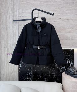 AH725 New Down Jacket ️PRADA Classic Triangle Waist 90% White Goose Down Long Sleeve Down Jac m7otb9gk