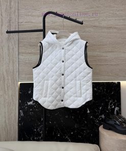 QGL029 New Vest ️BC Diamond Grid Chain Decoration With Hat Cotton Vest White Apricot Coffee S v6x7calp