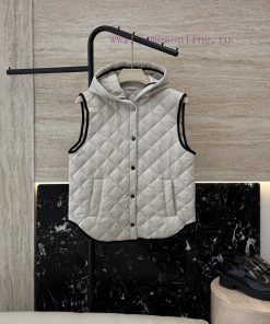 QGL029 New Vest ️BC Diamond Grid Chain Decoration With Hat Cotton Vest White Apricot Coffee S njk1xw5s