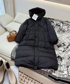 AH623 New Down Jacket ️Max Mara Slimming Ultra Long 90% White Goose Down Down Jacket Black Kh bnmljf0z
