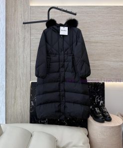 AH737 New Down Jacket ️Max Mara Oversized Fur Collar Slimming Super Long Style 90% White Goos peu5n1qf