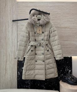 AH703 New Down Jacket ️Burberry Detachable Fox Fur Collar Long Double Breasted Classic 90 5y2wo4ce