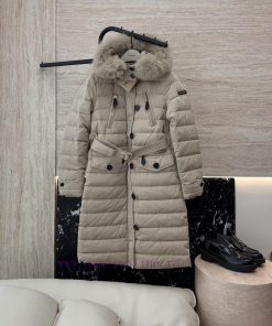 AH707 New Down Jacket ️Burberry Detachable Fox Fur Collar Long With Belt 90% White Goose 560kot71