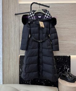 AH710 New Down Jacket ️Burberry Detachable Fox Fur Collar Long Classic 90% White Goose Do axs9latg