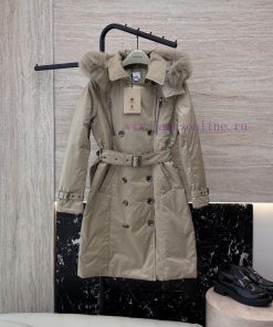 AH701 New Down Jacket ️Burberry Detachable Fox Fur Collar Long Double Breasted Classic 90 oe0n4to3