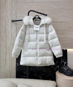 AH715 New Down Jacket ️Max Mara Oversized Fox Fur Collar Mid Length 90% White Goose Down Down w8u1u8qr
