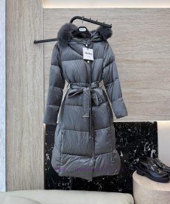AH719 New Down Jacket ️Max Mara Oversized Fox Fur Collar Extra Long 90% White Goose Down Down 688cm3le