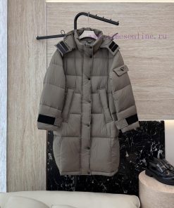 AH717 New Down Jacket ️PRADA Minimalist Style Long 90% White Goose Down Down Jacket Coffee Co sgup4pn8