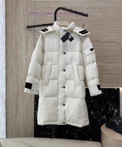AH717 New Down Jacket ️PRADA Minimalist Style Long 90% White Goose Down Down Jacket Coffee Co dwl8a40b