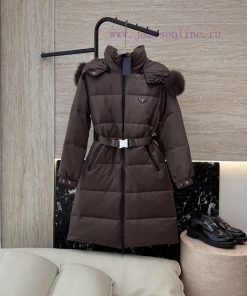 AH712 New Down Jacket ️PRADA Oversized Fox Fur Collar Waist Cinching And Slimming Style 90% W vx31spxe