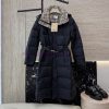 B8501 New Down Jacket ️Burberry Plaid Slim Fit Waist Down Jacket Long Black Military Gree uphjk983