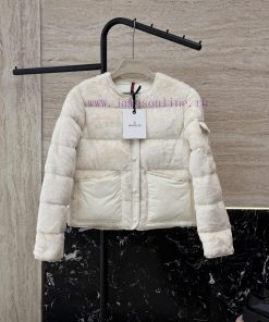 MN5025 New Down Jacket ️Moncler Imitation Fur 90% White Goose Down Down Jacket Short Beige Pi k3l5brhw