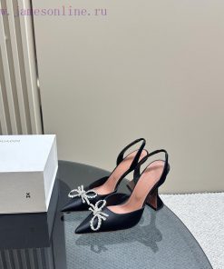 Amina Muaddi Sparkling Diamond Bow Beautiful Fashion ShoesAuthentic 11 Remastered Top QualityPu sevabenl