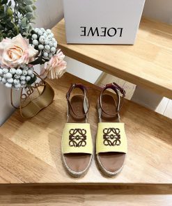 Brand LoeweLOEWE (Loewe) Thick Soled Sandals Fisherman's Shoes Women's Canvas And Cowhide Leath mlswyf95