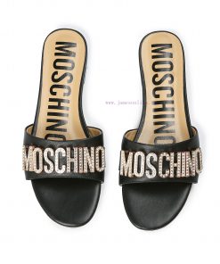 2-36B Moschino 2024 New Diamond Buckle Flat Bottomed Mop Made Of Cowhide Fabric Colors Blue Bro jmkszs1g