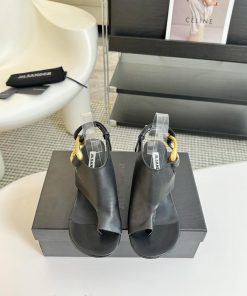 JILSANDER 24 Spring/Summer Minimalist High Heel Buckle Round Head Fine Heel Sandals Single Shoe wpb42ln9