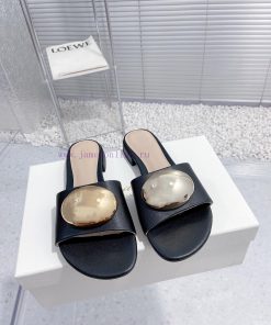Gianvito Rossi's Niche Fashion Brand GR Slippers▪ Customized Buckle Made Of Imported Cowhide Fa 40stk70s