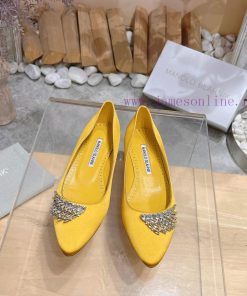 MANOLO BLAHNlK 2024 New Crystal Decoration Forged Fabric Shallow Mouth Shoesᵀᴴᴱ   ᴮᴱˢᵀ   ᴵˢ   ᶠ m3ib0a96