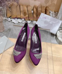 MANOLO BLAHNlK 2024 New Crystal Decoration Forged Fabric Shallow Mouth Shoesᵀᴴᴱ   ᴮᴱˢᵀ   ᴵˢ   ᶠ ga0ct82f