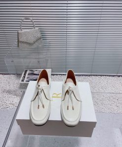 Top Of The Line The Row New Simple And Fashionable Pearl Lace Up Wrinkled Patent Leather Single i50ita4b