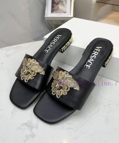 35-46 YardsVersace Flat One Line Slippers Made Of Cowhide Fabric Sheepskin Lining Sheepskin Foo itutg309