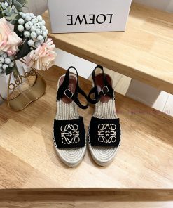 Brand LoeweLOEWE (Loewe) Slope Heel Fishing Shoes For Women Canvas And Cowhide LeatherAnagram G ybuiuftw