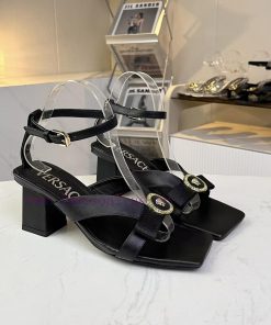 35-42 YardsVersace's New Square Toe Thick Heel Sandals Made Of Cowhide Fabric And Lined With Sh l232ypxd