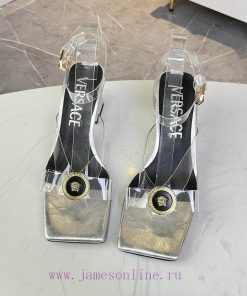 35-42 YardsVersace's New Square Toe Thick Heel Sandals Made Of Transparent TPU Fabric With Shee o5kbzajo