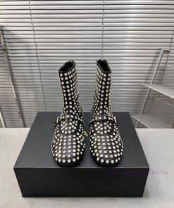 Alaia Runway Style Flat Bottomed Rhinestone Studded Short Boots 🩰A Super Popular And Dazzling S ha4luy8n