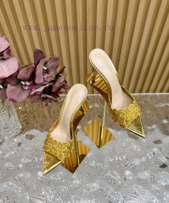 Gianvito Rossi 2024 Classic Pointed Embroidered Lace High Heels Half Dragged————————————Its App qx70q37c