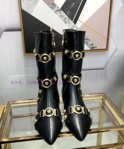 35-41 YardsVersace Fashion Flat Bottom Short Boots Made Of Full Leather And Metal Buckle Fashio iaygqwcd