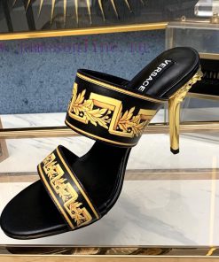 35-42 YardsVersace Fashionable High-heeled Sandals With Cowhide Print Fabric Inner Footrest Wra rxh635p9