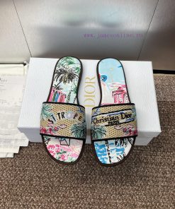 Dior 2025 Spring/Summer New DWAY Flat Bottom One Word Drag Jelly Color Women's Shoes CD Letter lf4b3vl2