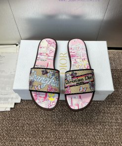 Dior 2025 Spring/Summer New DWAY Flat Bottom One Word Drag Jelly Color Women's Shoes CD Letter 2ywyqpc7