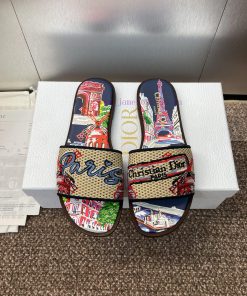 Dior 2025 Spring/Summer New DWAY Flat Bottom One Word Drag Jelly Color Women's Shoes CD Letter mkqw34fi