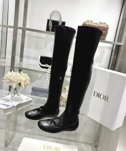 Dior 25 Autumn/Winter New Punk Style Flat Bottom Rubber Elastic High Barrel Knight Women's Long 0aogwrmh