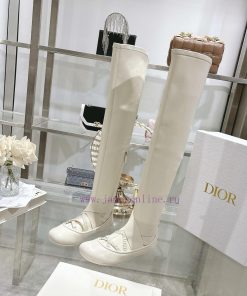 Dior 25 Autumn/Winter New Punk Style Flat Bottom Rubber Elastic High Barrel Knight Women's Long zs5n14sq