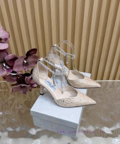 New Jimmy Choo/Jimmy Zhou Heavy Industries Diamond Face Pointed High Heel Chain High Heel Sanda cddikae8