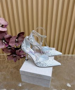 New Jimmy Choo/Jimmy Zhou Heavy Industries Diamond Face Pointed High Heel Chain High Heel Sanda hv68wkdp